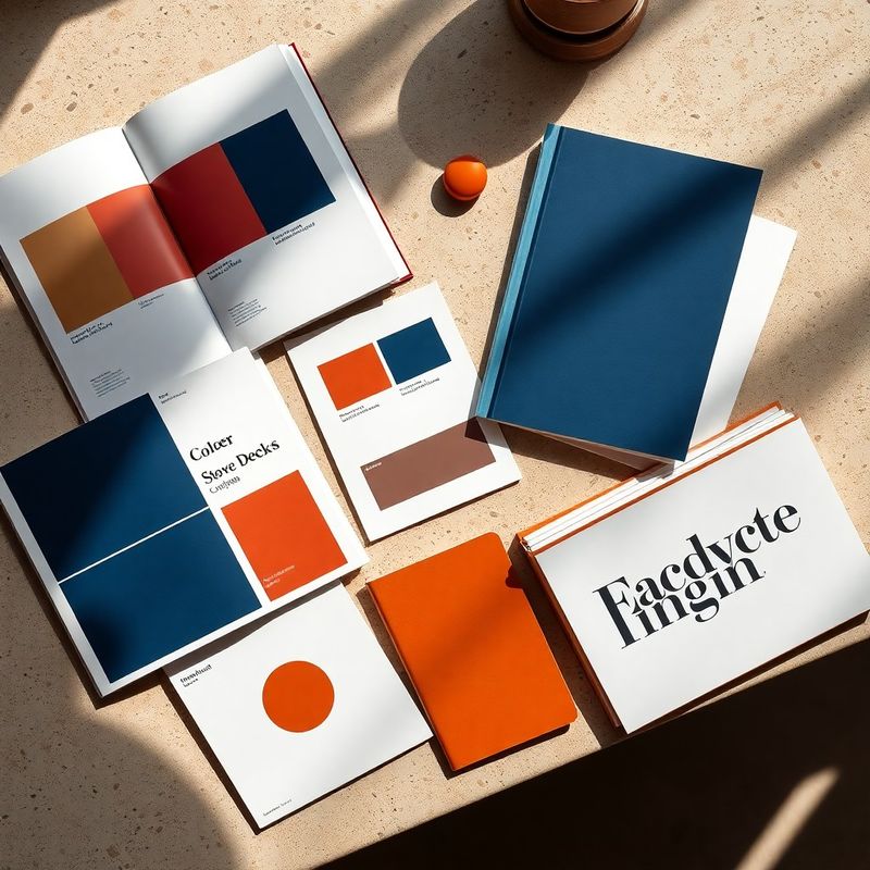 Uzorak dizajnerskih materijala — brandbook, palete boja i tiskani logotipi