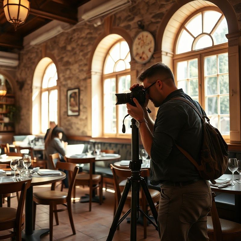Fotograf u radu unutar zagrebačkog restorana s prirodnim svjetlom